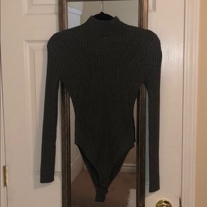 Grey long sleeve bodysuit